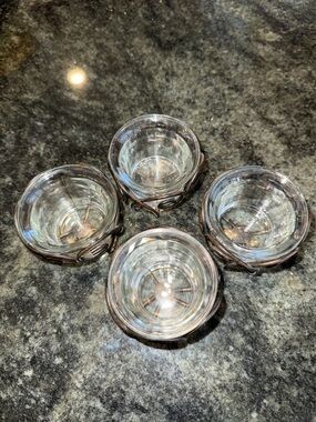 Set of 4 Clear Glass Votive cups with Holders